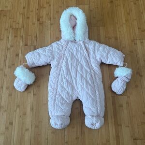 Absorba Pink and White Bodysuit with Quilted Design